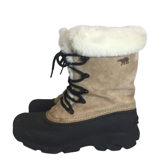 Sorel Snow Bird Boots Womens 7/38 Tan Leather Thinsulate Lined Warm - Picture 9 of 12